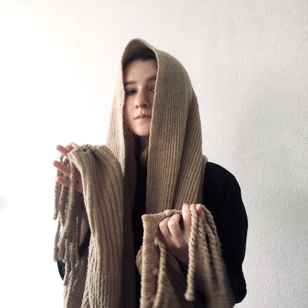 Free People Beige Blanket Scarf